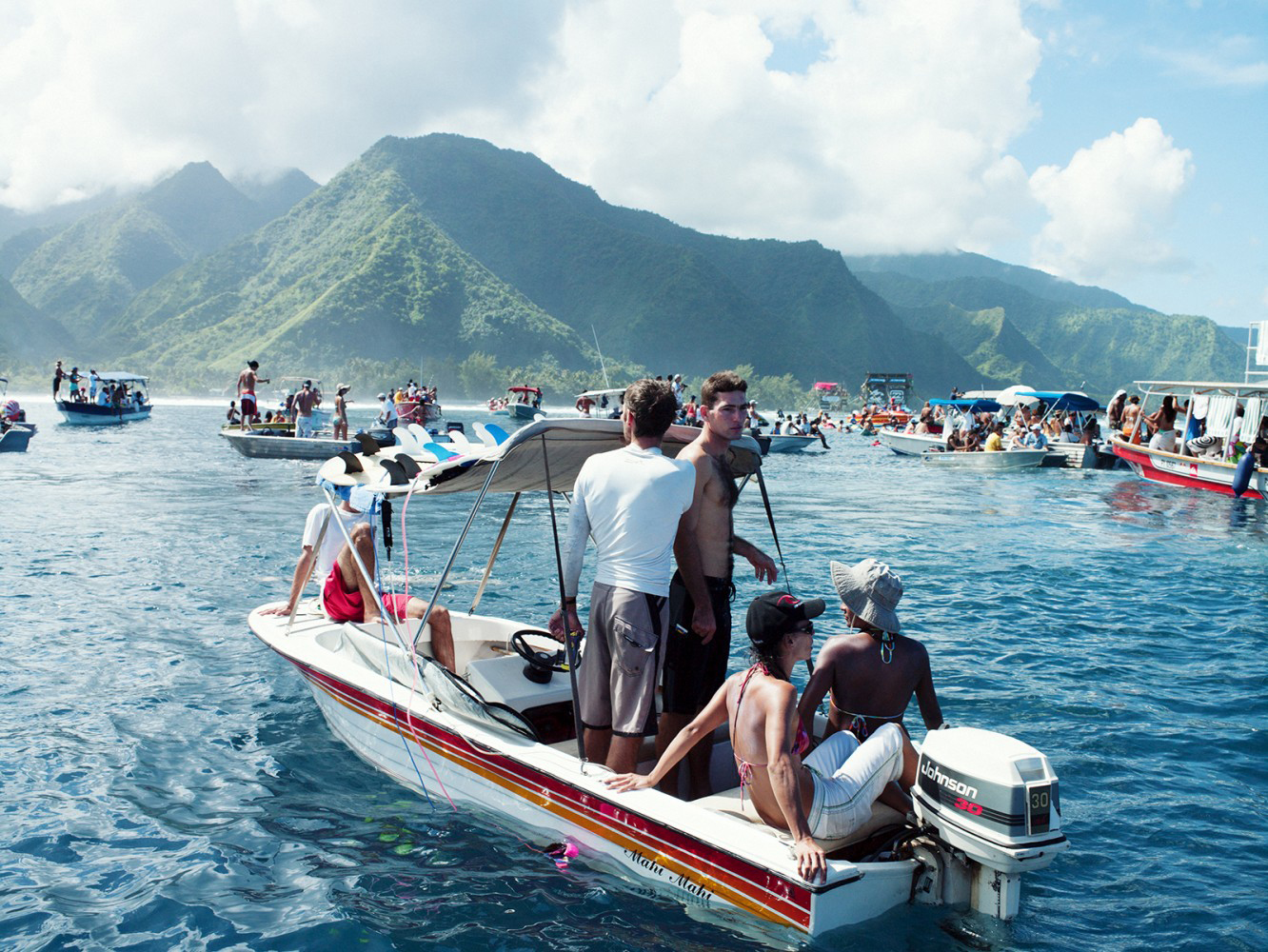  Surfing superwaves of Teahupo’o in Tahiti.&nbsp; 