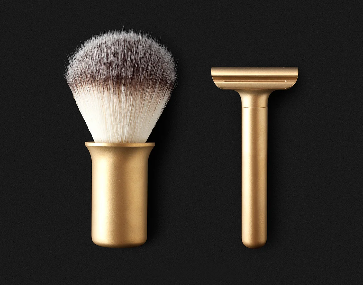 Hone Safety Razor and Brush by Andrew Mitchell Design
