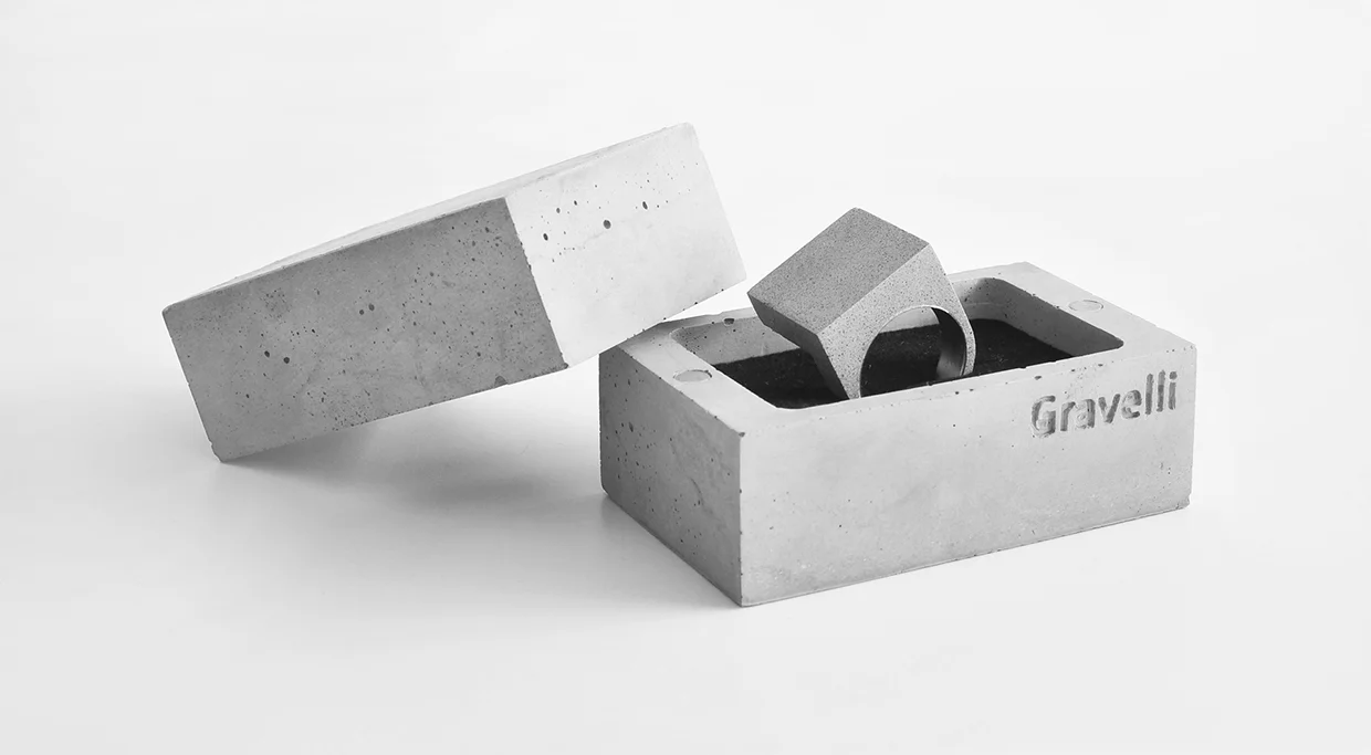Studio Vacek Sculpts Concrete Jewelry & Box for Gravelli