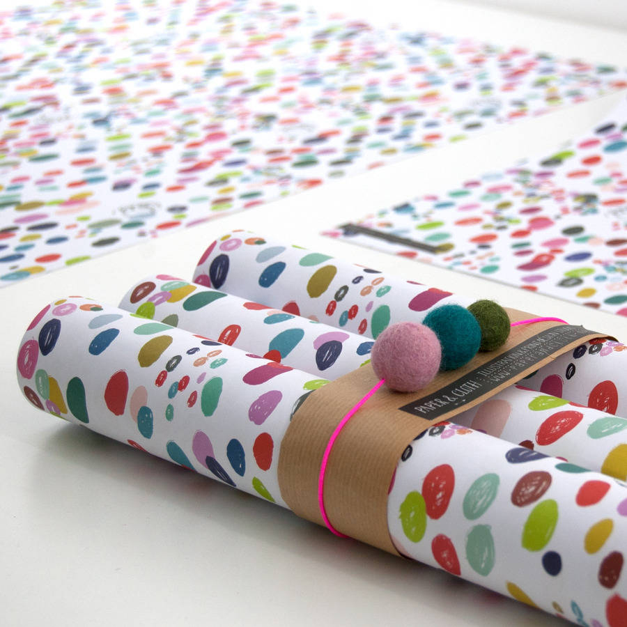 This polka dot wrapping paper is fun and artistic for the holidays!