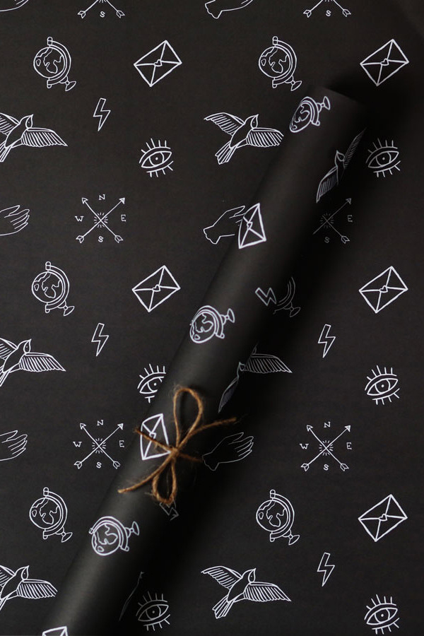 Unique black and white wrapping paper for the holidays