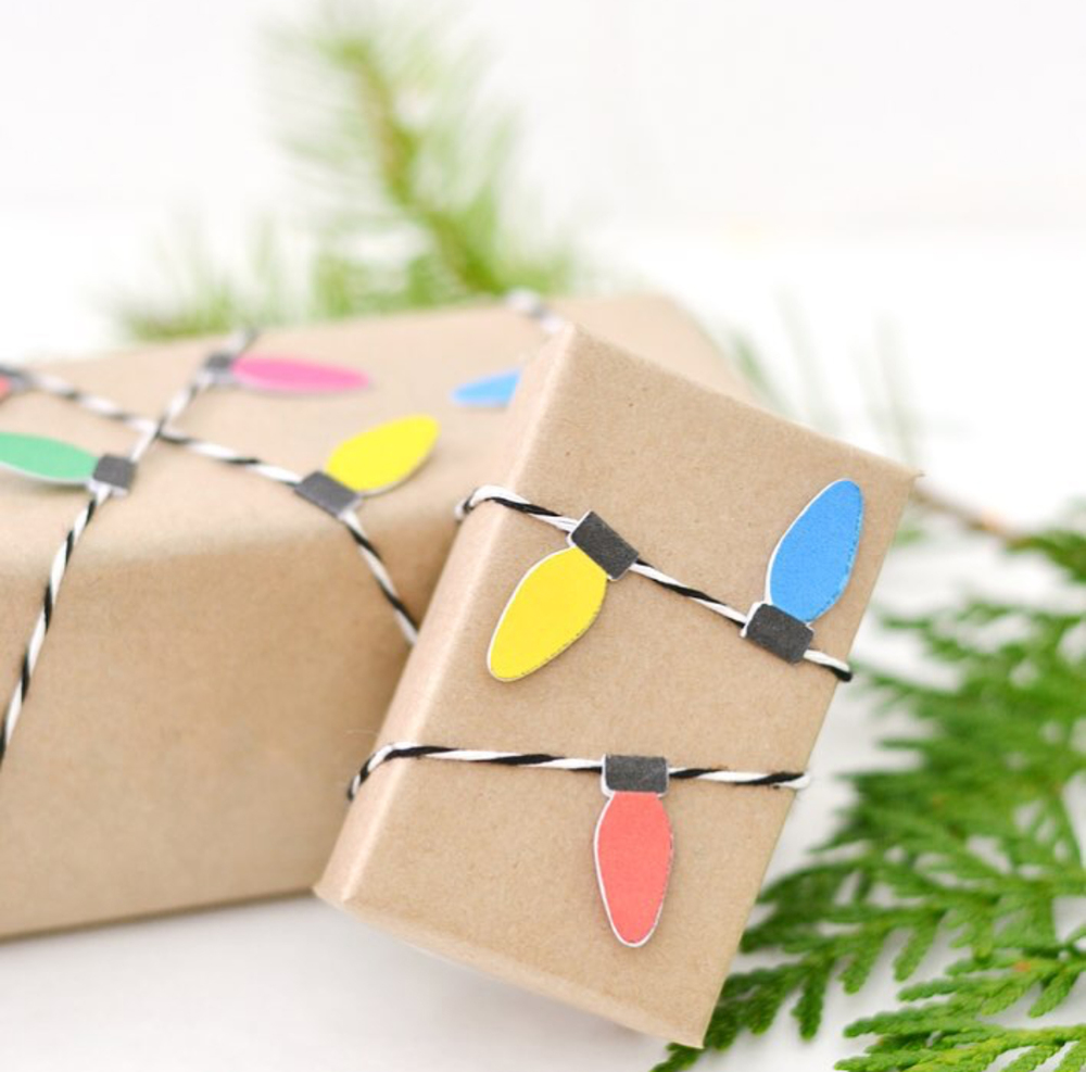 DIY christmas light gift wrap
