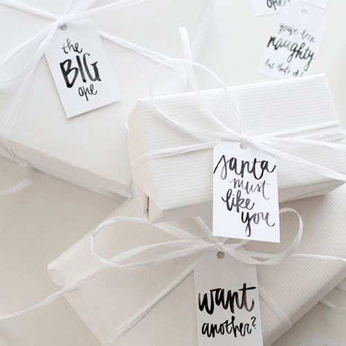 All white holiday gift wrap
