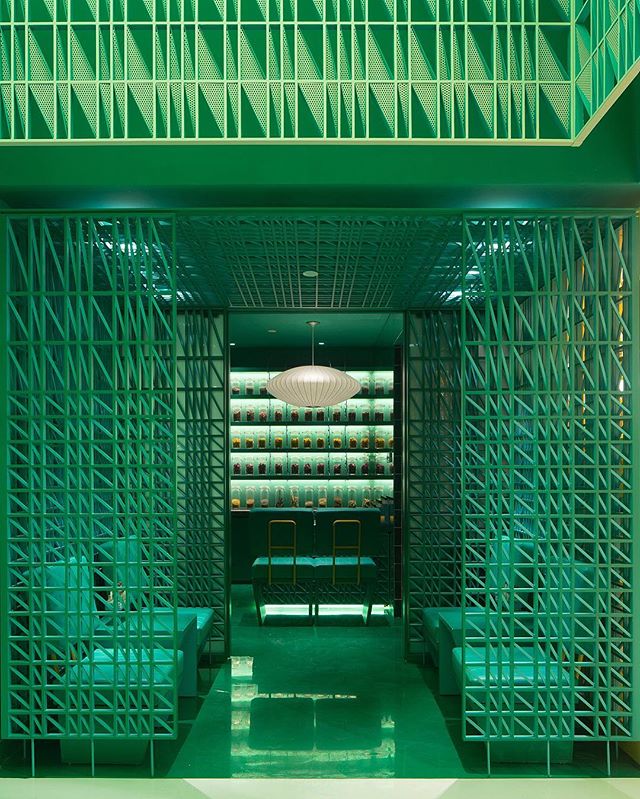 Dreaming in greens at Nimman Spa #Shanghai, where each space transitions into various shades of the color by Maos Design