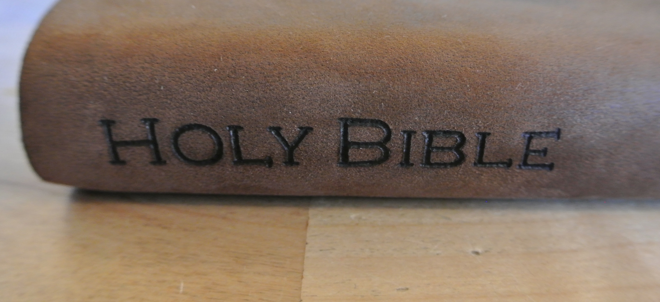 Circle M Brand - Holy Bible leather heat engraved.JPG