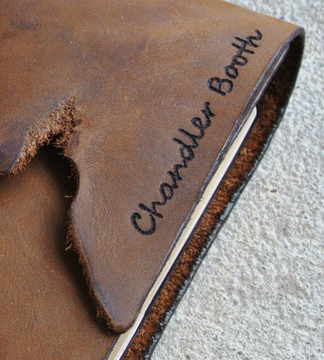 Circle M Brand - leather heat engraved name.JPG