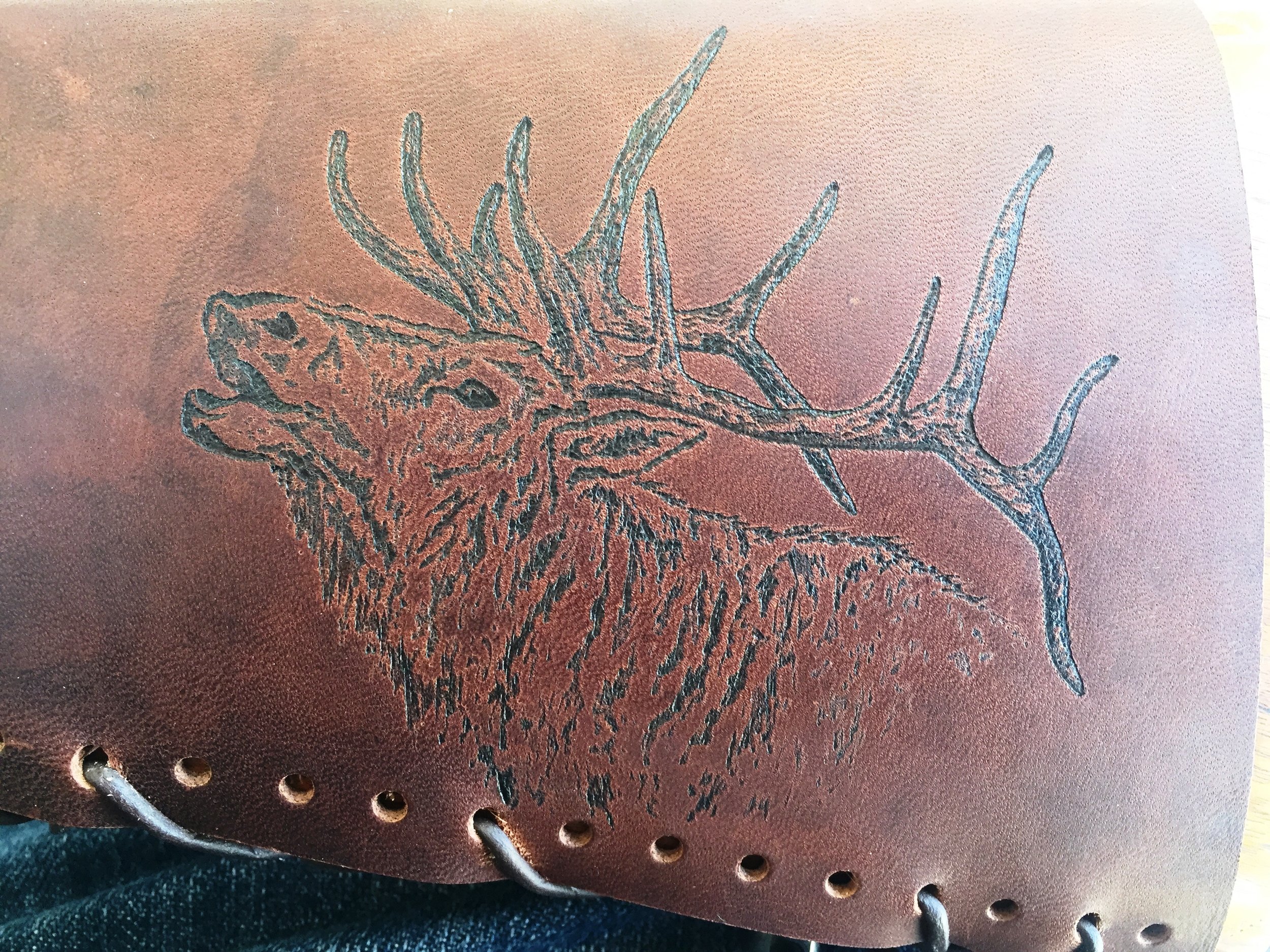 Circle M Brand - ELK heat engraving on leather.JPG