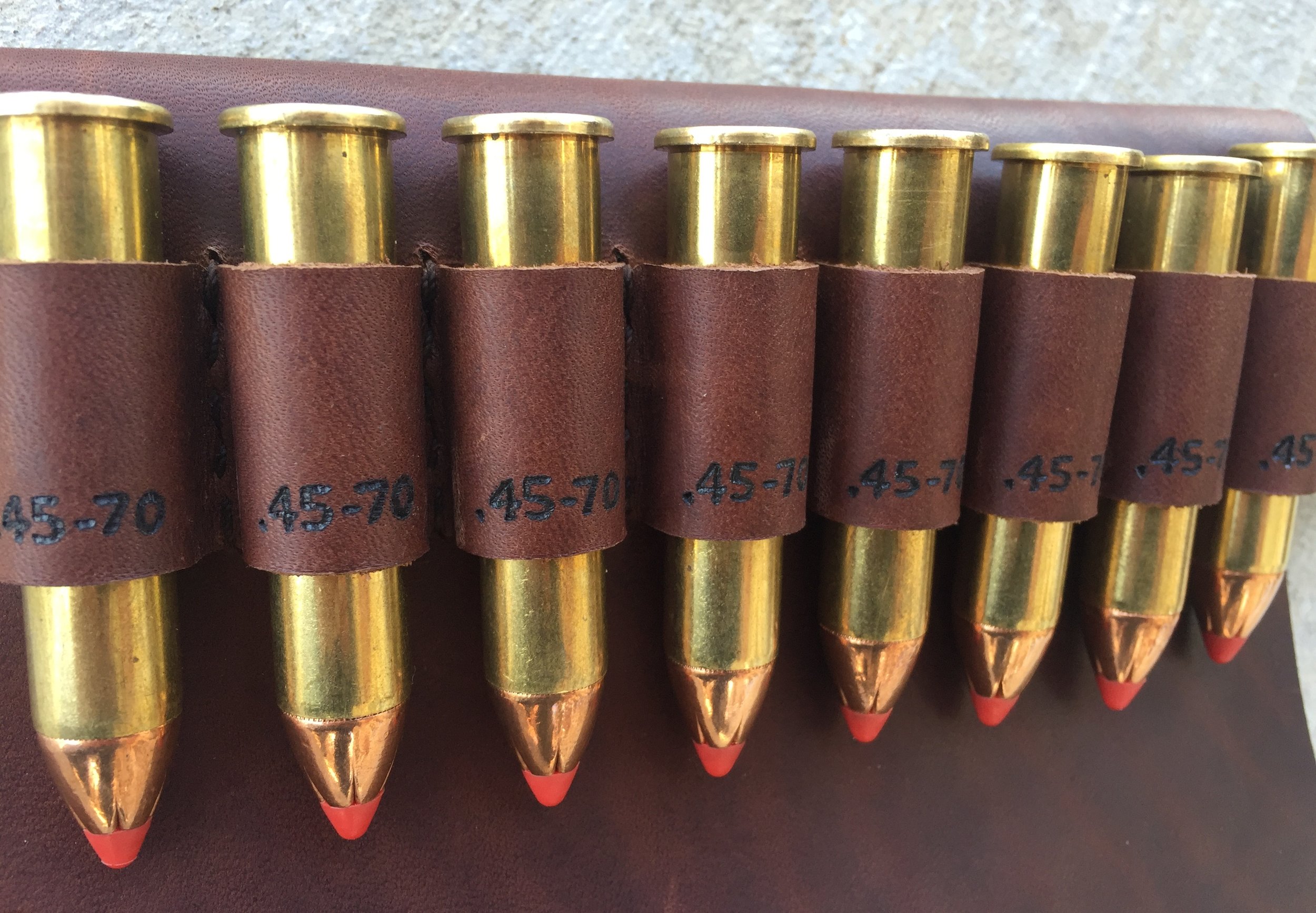 Circle M Brand - heat engraving .45-70 onto ammo loops.JPG