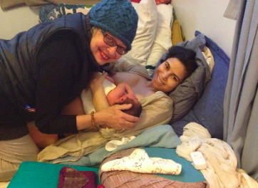 Me at a homebirth.
