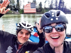 Amanda and I crossing the Willamette River! #gladysbikesit