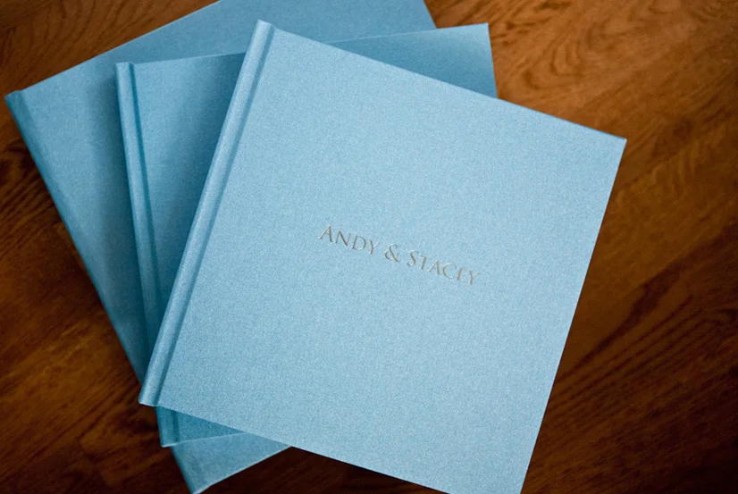 Cover Option 2 - Linen (with foil stamping $40) - BASE COLOUR in example above: blue Taffy Sprinkles