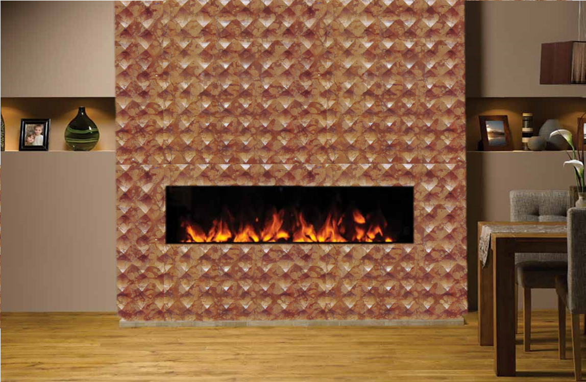natural stone diamond design of the fireplace