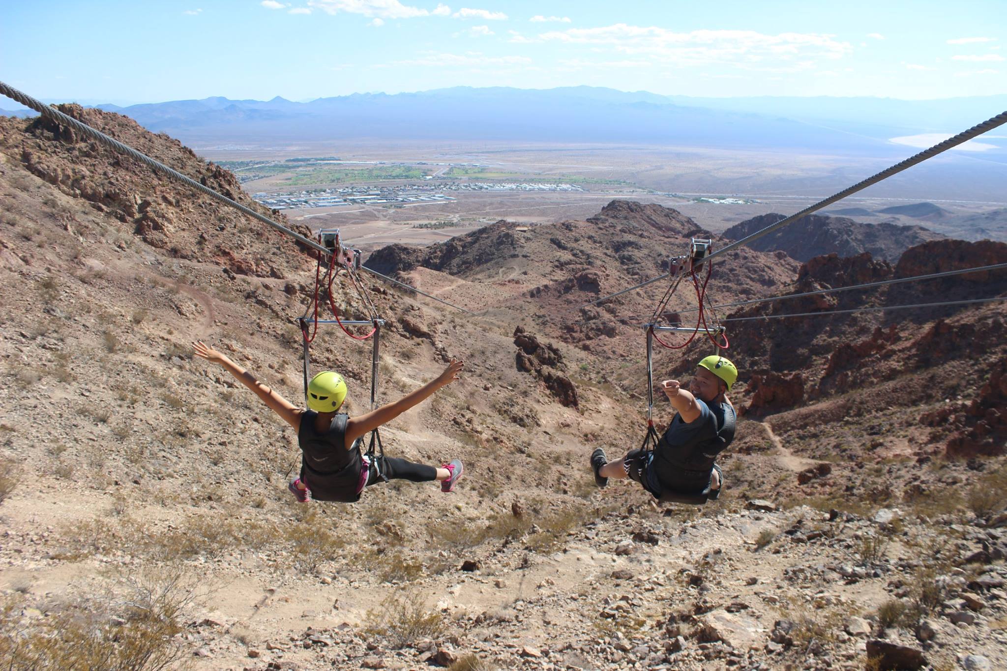 Zip-lining down Bootleg Canyon with Flightlinez