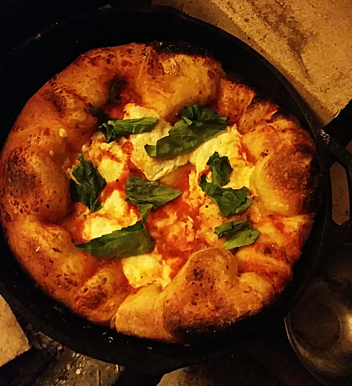 Pizza. Sadly, a bit burned on the bottom. Still delicious.
