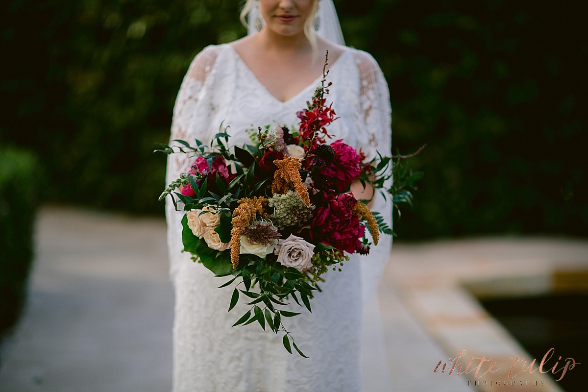 maroon wedding bouquet