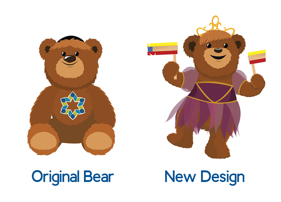 Bears re-designed and wearing different outfits.