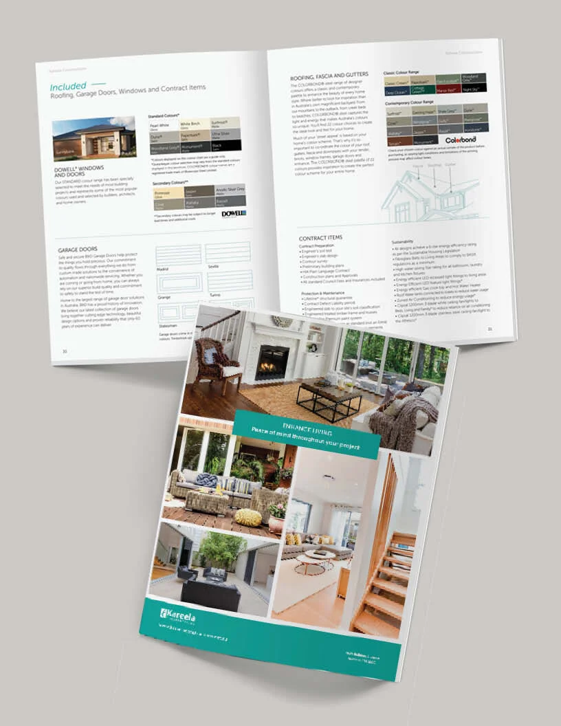 Brochure of builder’s finishing options