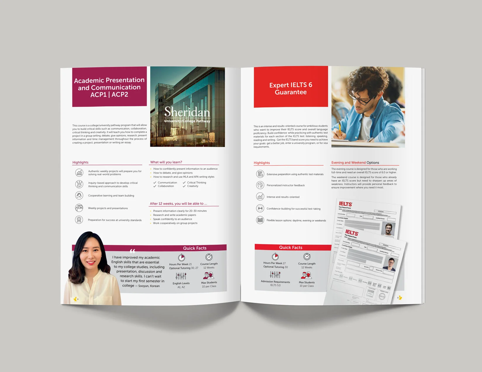 Post-Secondary/ESL school brochure for prospective students