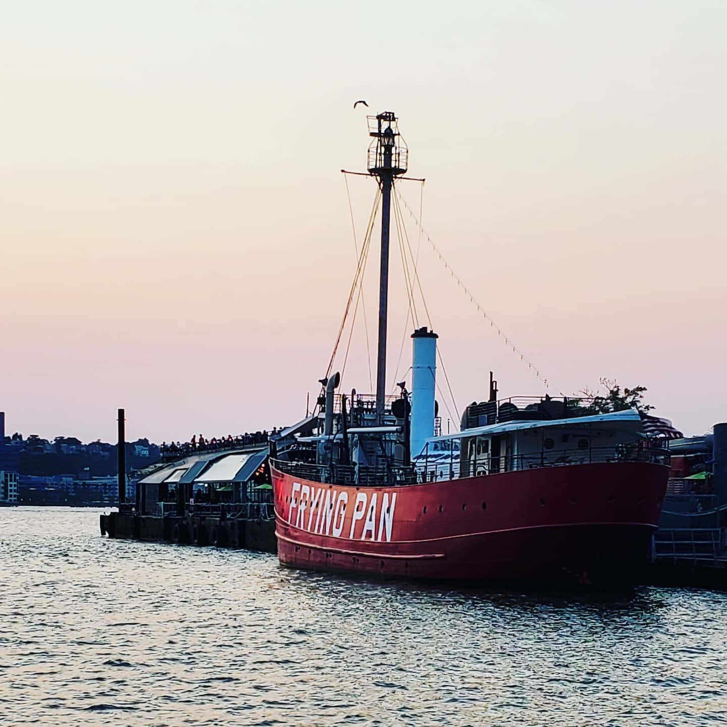 We got a chance to go to the waterfront and dine on a pier beside this great old boat, The Frying Pan. I've been in it a few times through out the years for parties and just to explore, but now it sits there. The restaurant is so nice and it truly fe