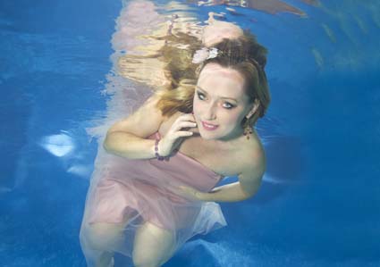 Mairead underwater at a photo shoot in Mentmore
