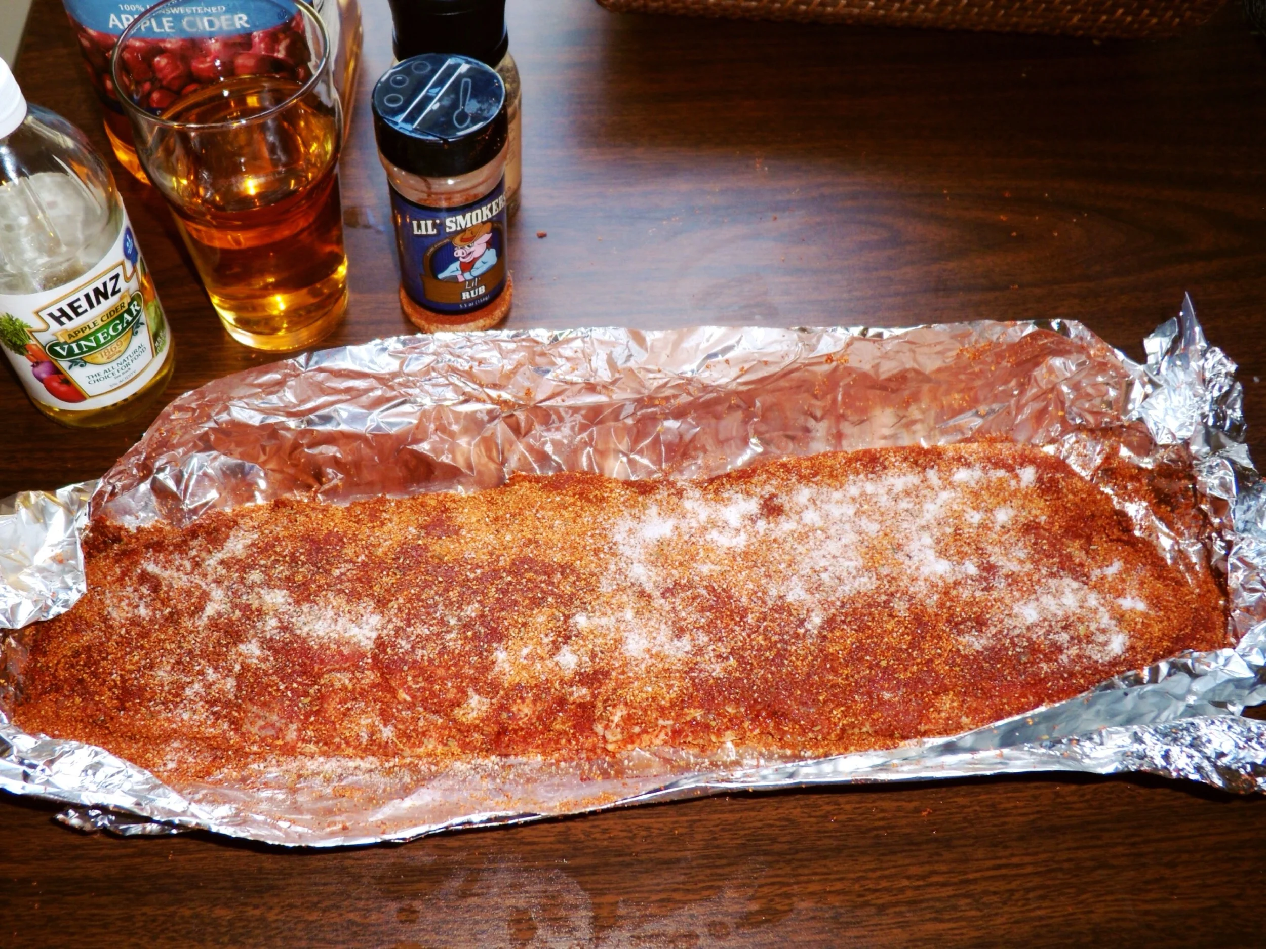 Rub applied for resting for 1 hour. Along with some apple cider and apple vinegar. 