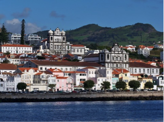 Unique architecture of Horta, showing the blend of European maritime cultures