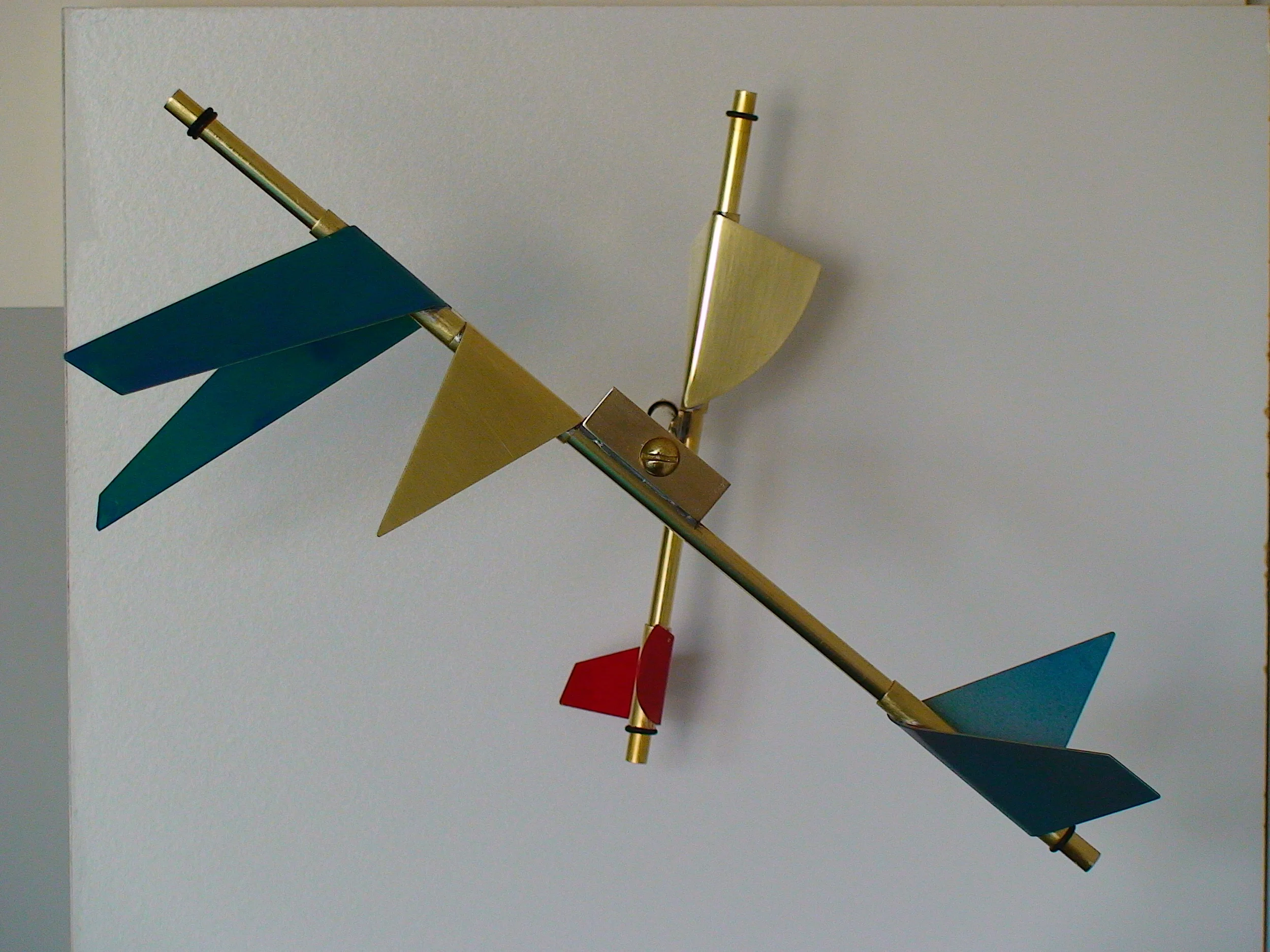 Small Rotating Painted Brass Winged Forms