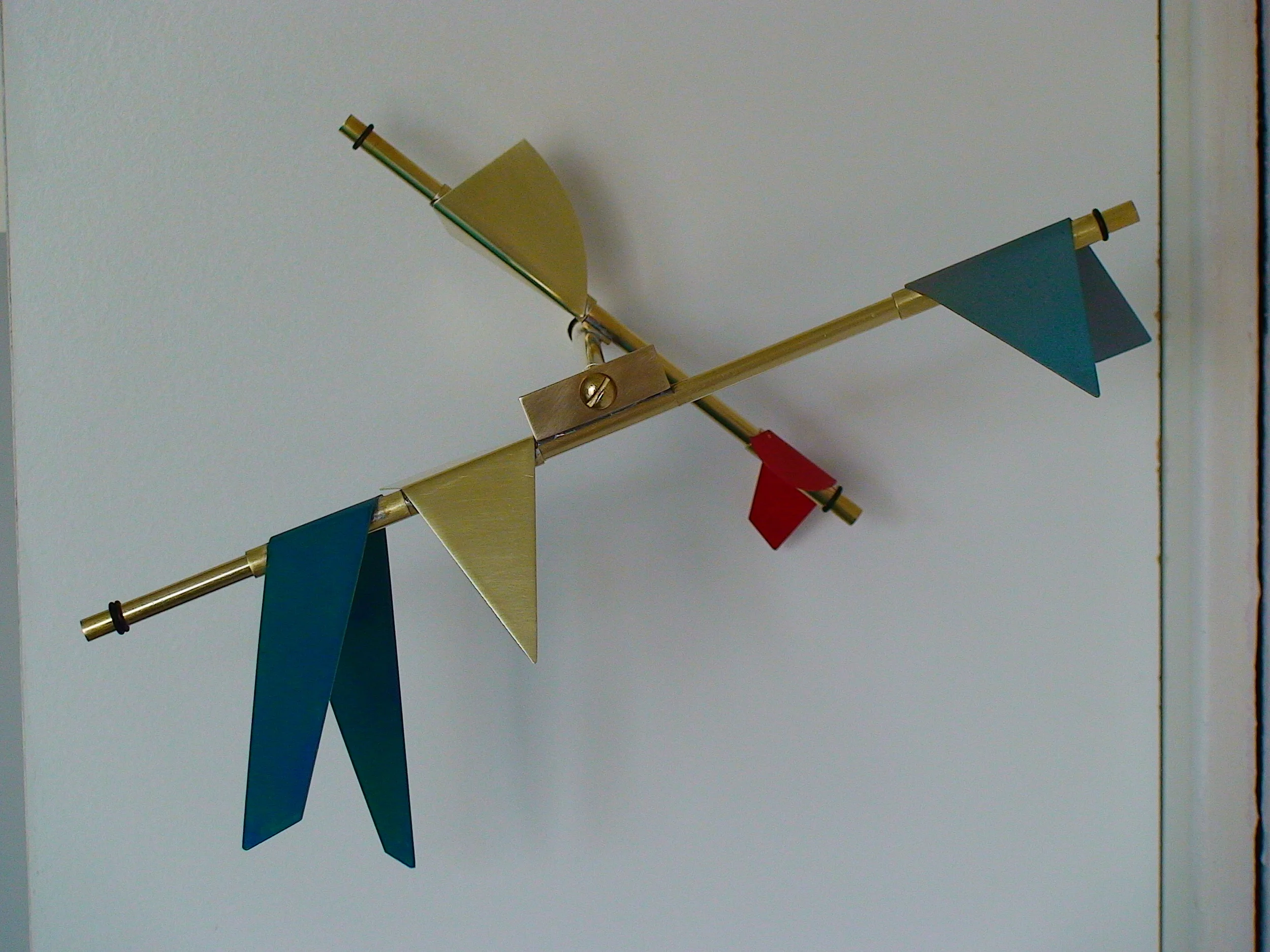 Small Rotating Painted Brass Winged Forms