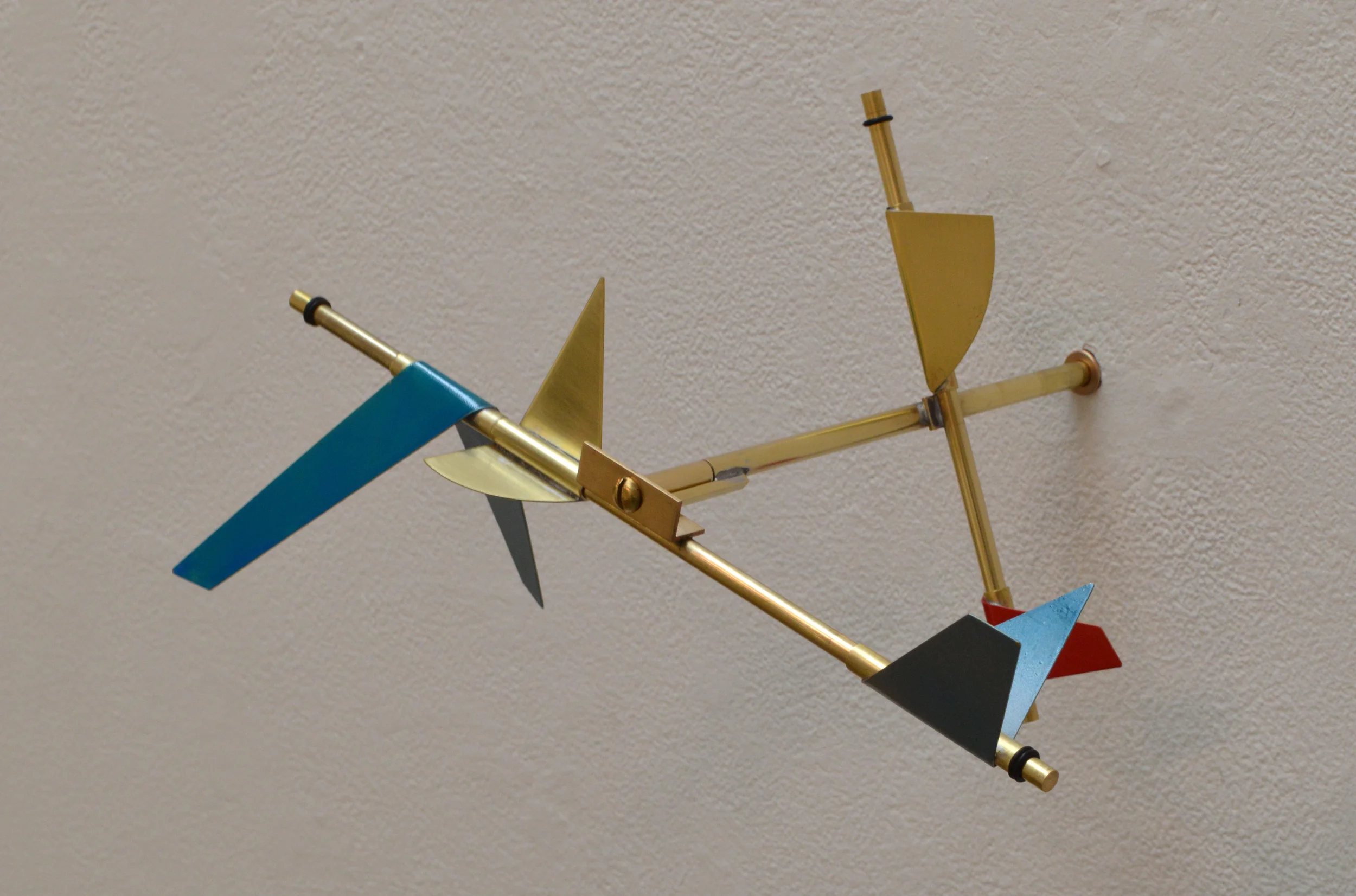 Small Rotating Painted Brass Winged Forms