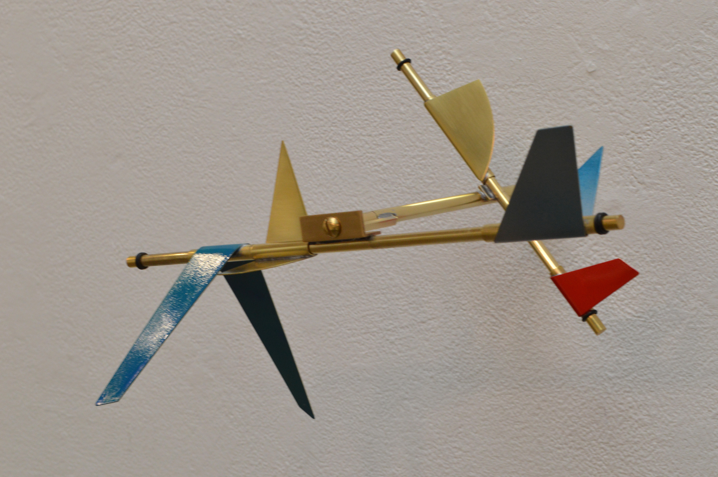 Small Rotating Painted Brass Winged Forms