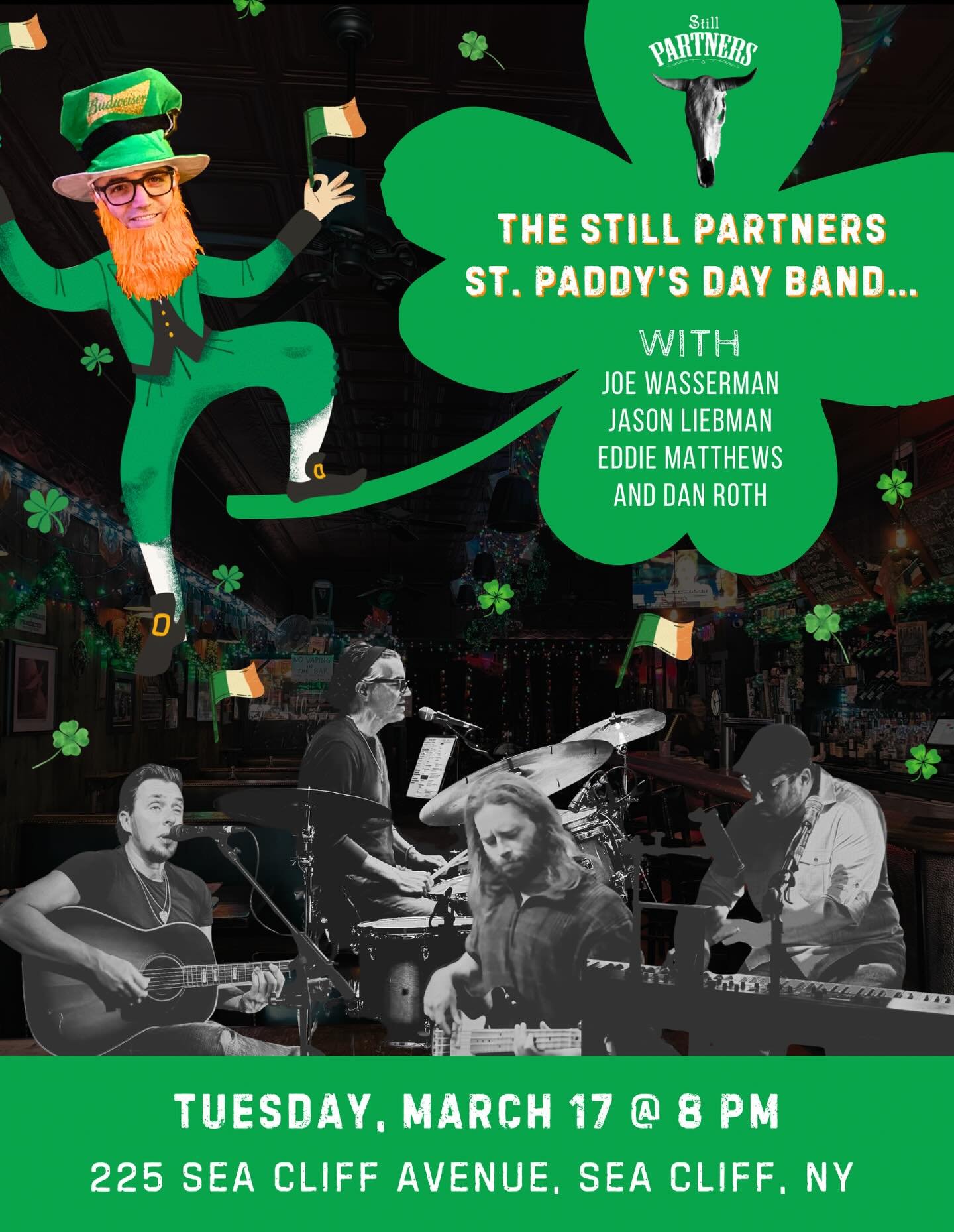 Catch the Still Partners St. Paddy&rsquo;s Day Band playing Irish classics this St. Patrick&rsquo;s Day ☘️ 

with Joe Wasserman, Jason Liebman, Eddie Matthews, and Dan Roth!

#stpaddysday #liveirishmusic #livemusiclongisland #stpatricksdaylongisland 