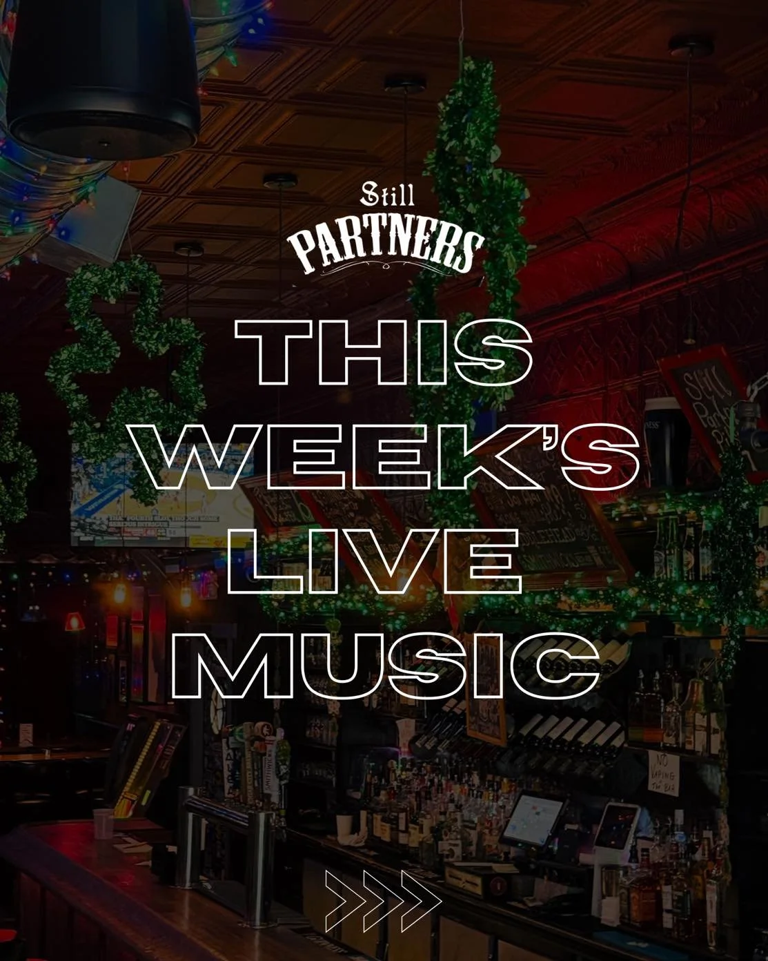 This Week&rsquo;s Live Music at Still Partners!

🗓️ Tuesday: Catch the Still Partners St. Paddy's Day Band playing Irish classics this St. Patrick's Day with Joe Wasserman, Jason Liebman, Eddie Matthews, and Dan Roth! 🍀

🗓️ Thursday: The People&rs