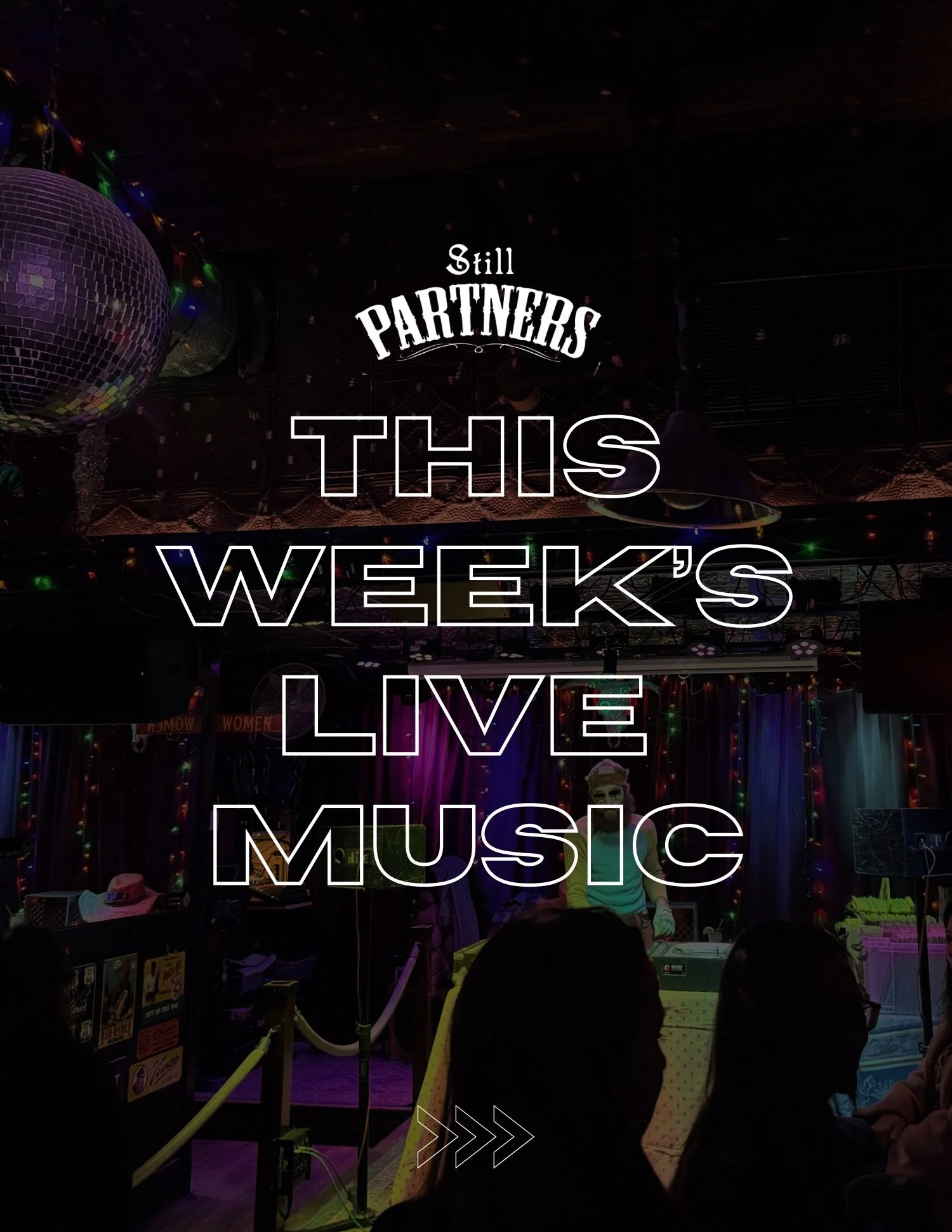This Week&rsquo;s Live Music at Still Partners!

🗓️ Thursday: The People&rsquo;s Karaoke 🎤 

🗓️ Friday: Andy Aledort &amp; friends are ready to rock! (@andyaledort)

🗓️ Saturday: Disco Night w/ @soundvalentine 🪩 spinning classics on vinyl! 

See