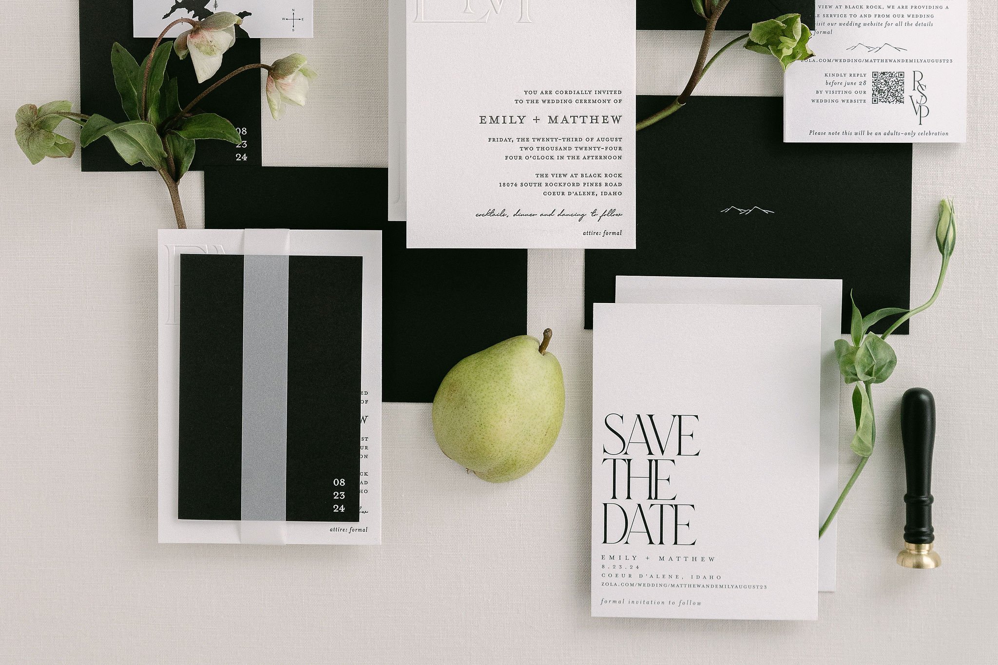 Classic Black Tie Wedding Invitations