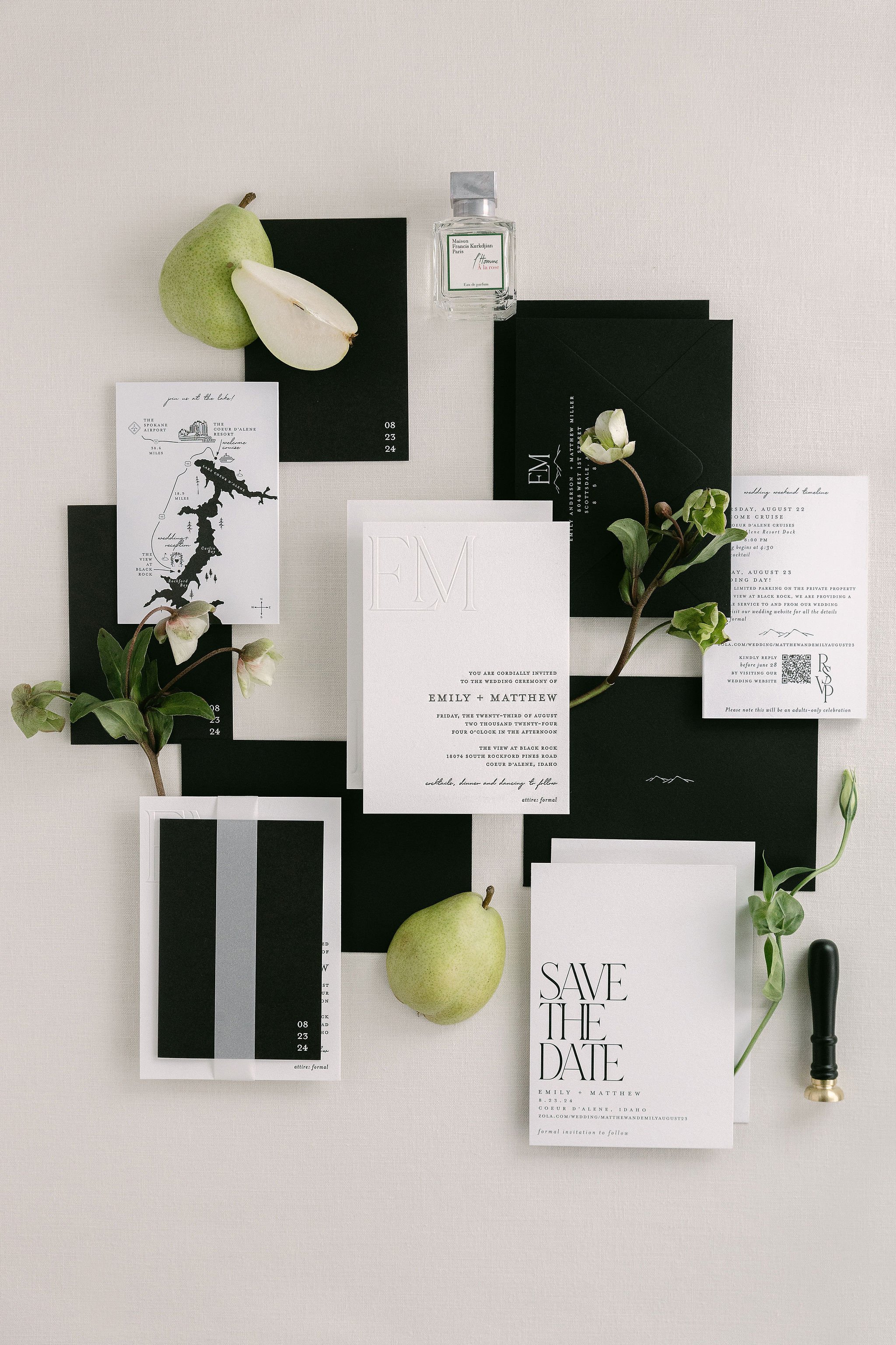 Classic Black Tie Wedding Invitations