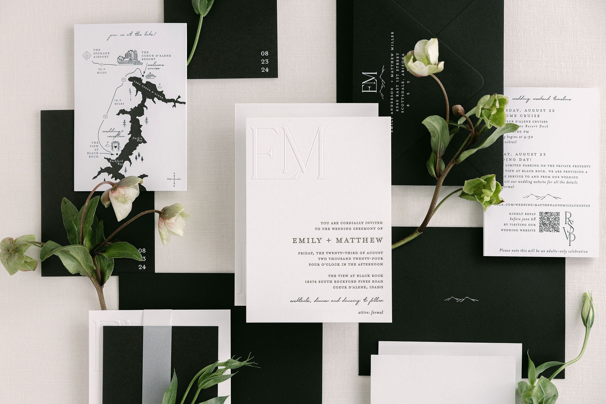 Black &amp; White Wedding Invitation Suite
