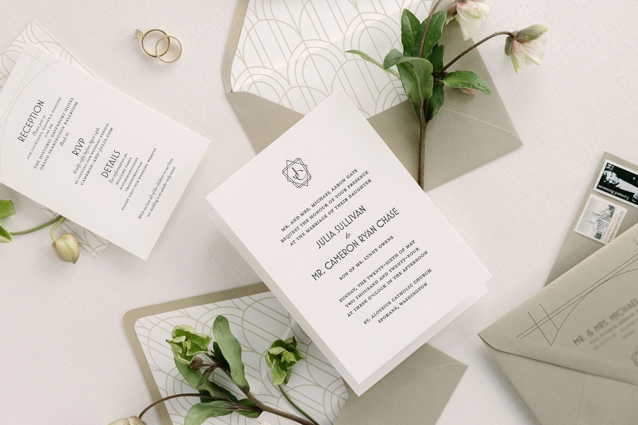 Cream and Gold Wedding Invitations