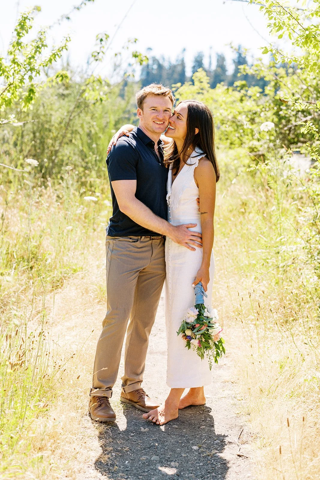 Romantic Lakeside Kiss