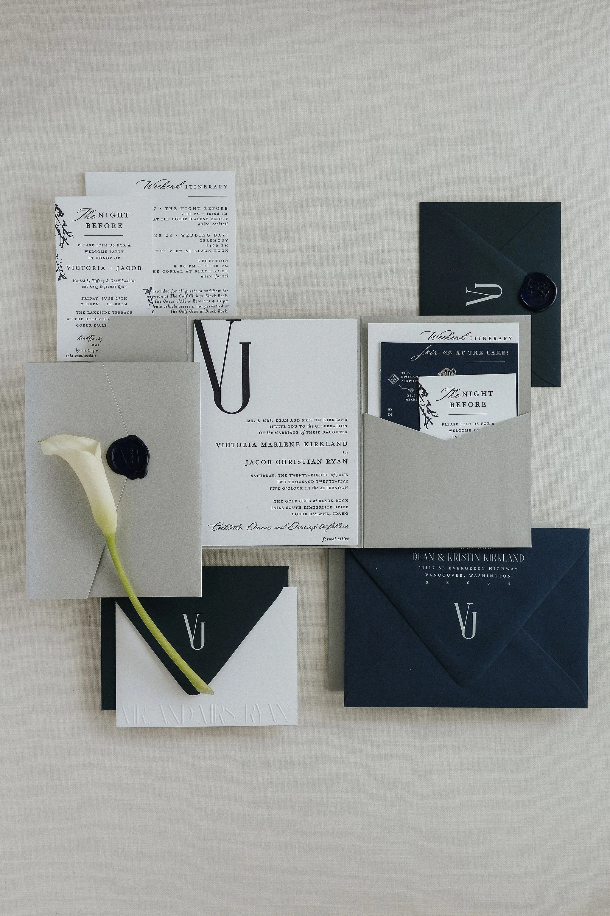 Invitation Suite Detail – Midnight Blue Folder