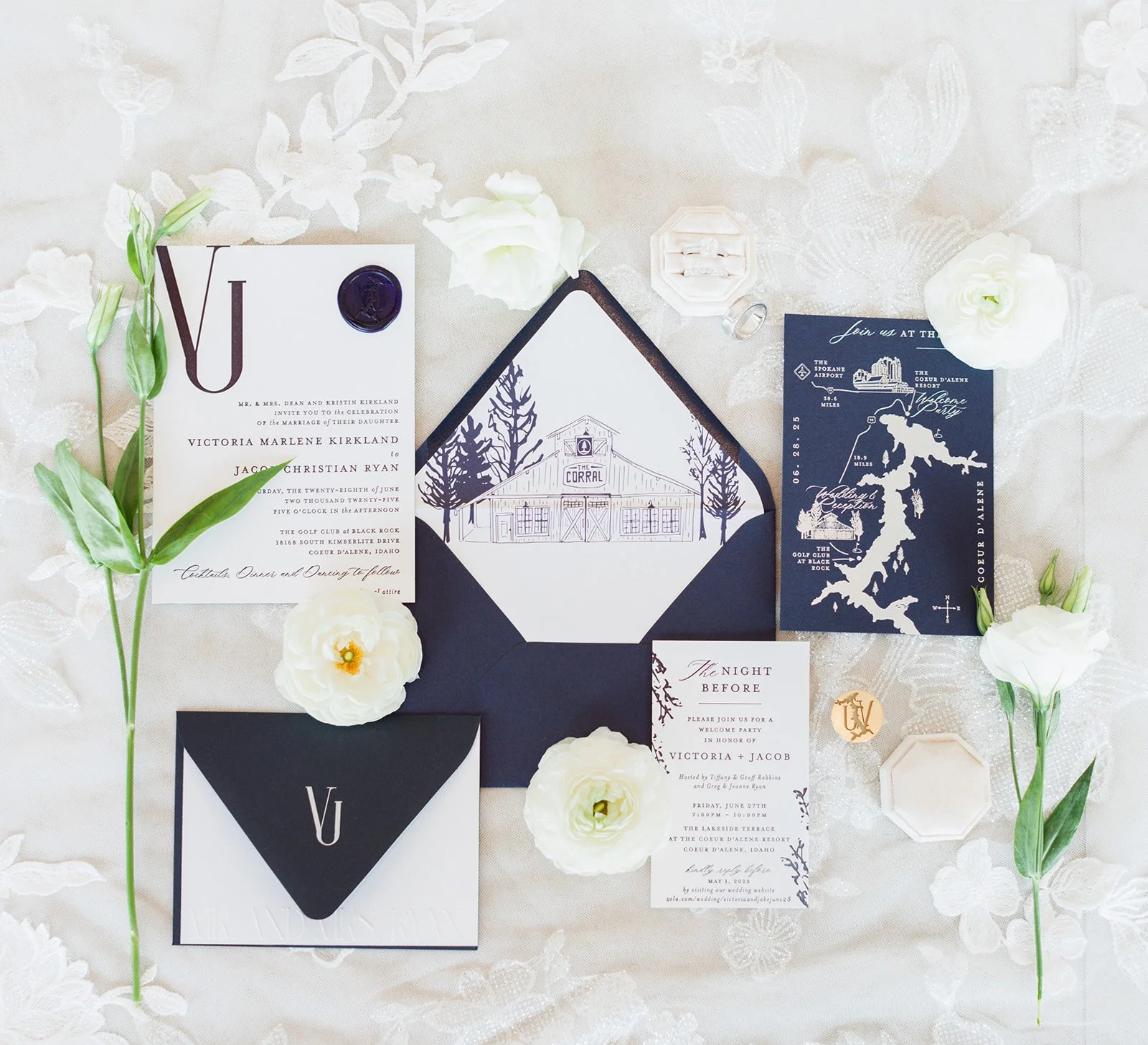 Elegant Foil and Letterpress Wedding Invitation