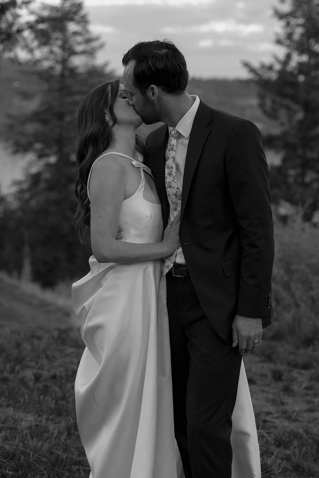 Bride and Groom Black and White Portrait