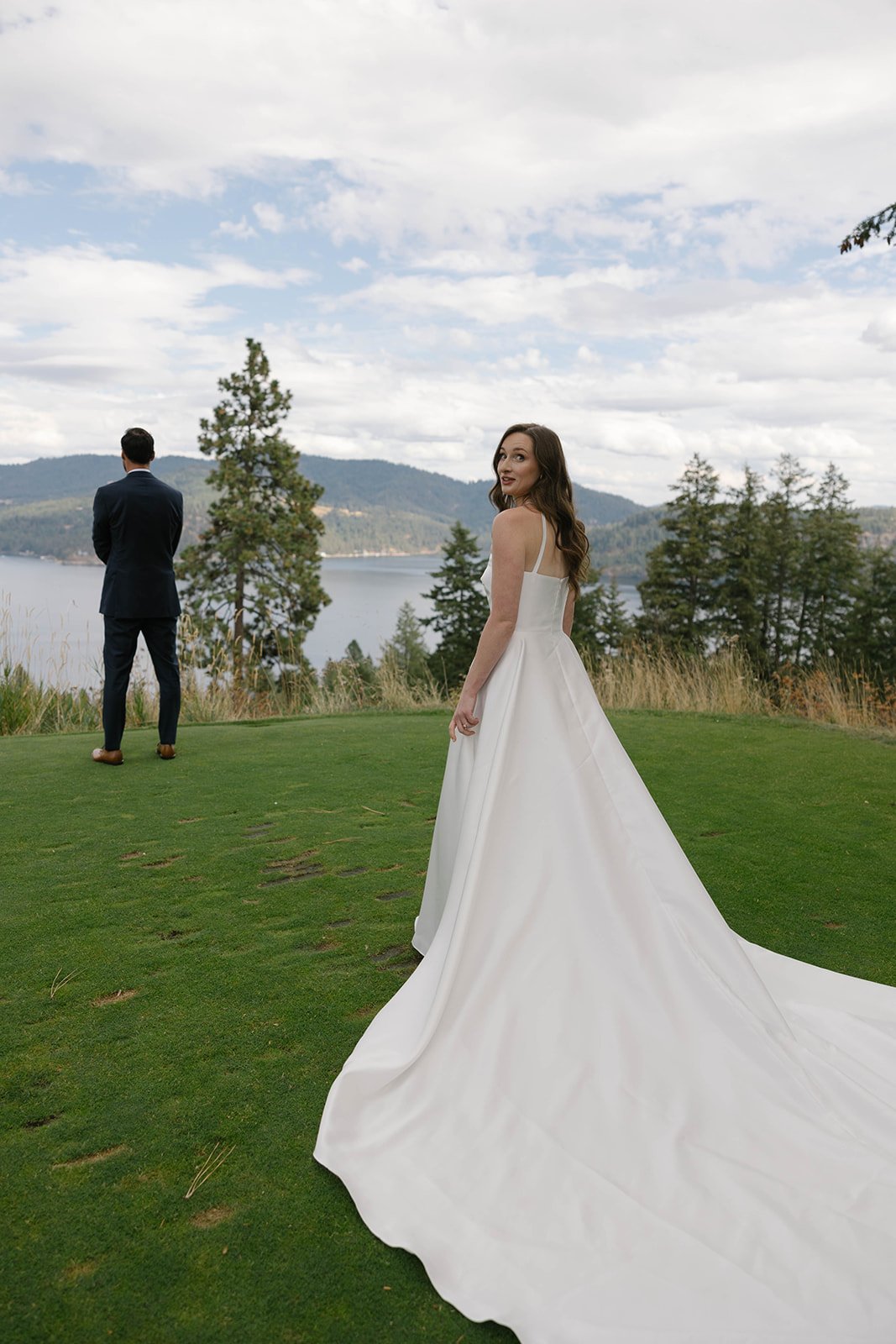 Bride Portrait on Green Lawn