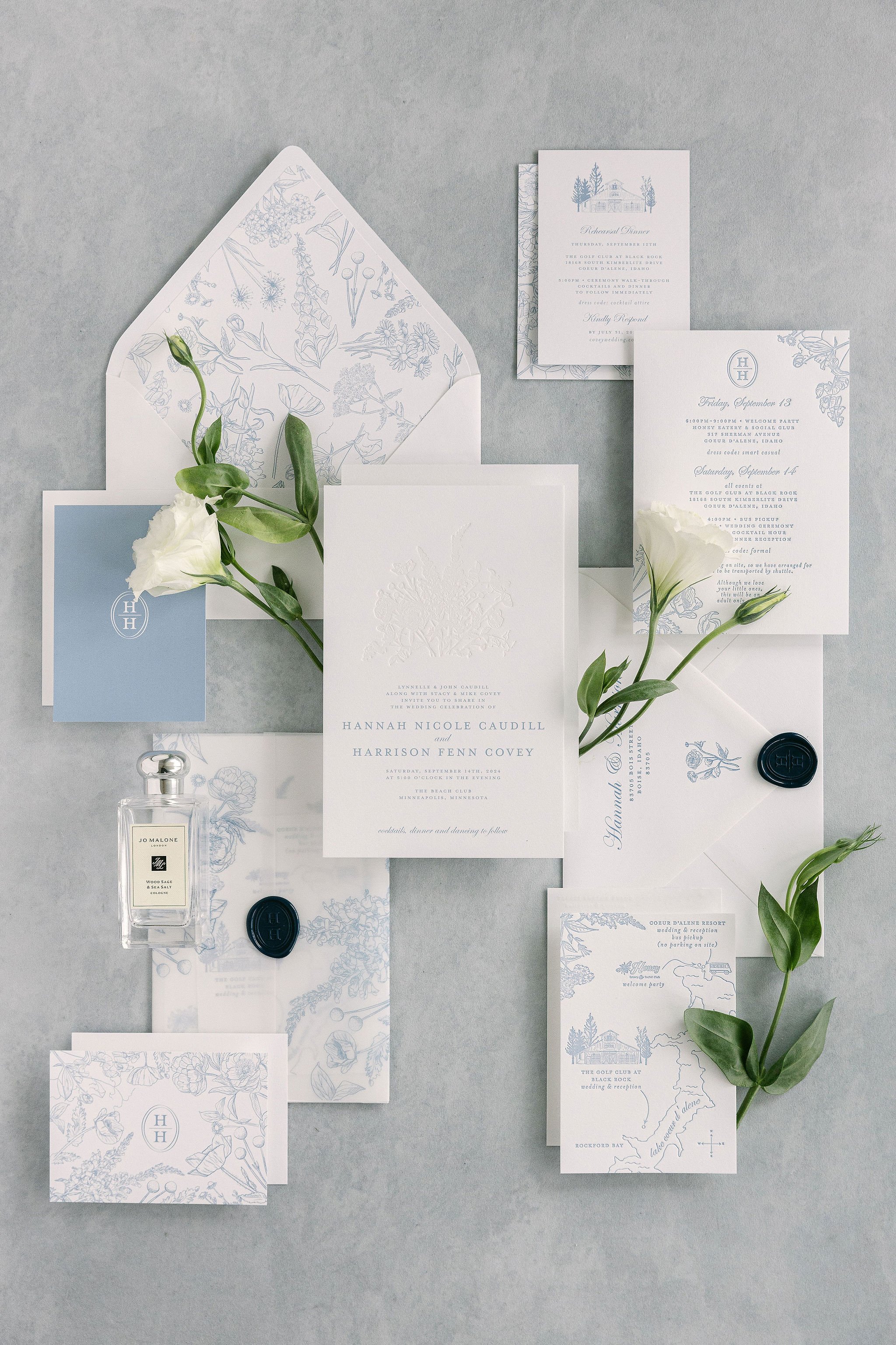 Wedding Invitations with Blue Wax Seal