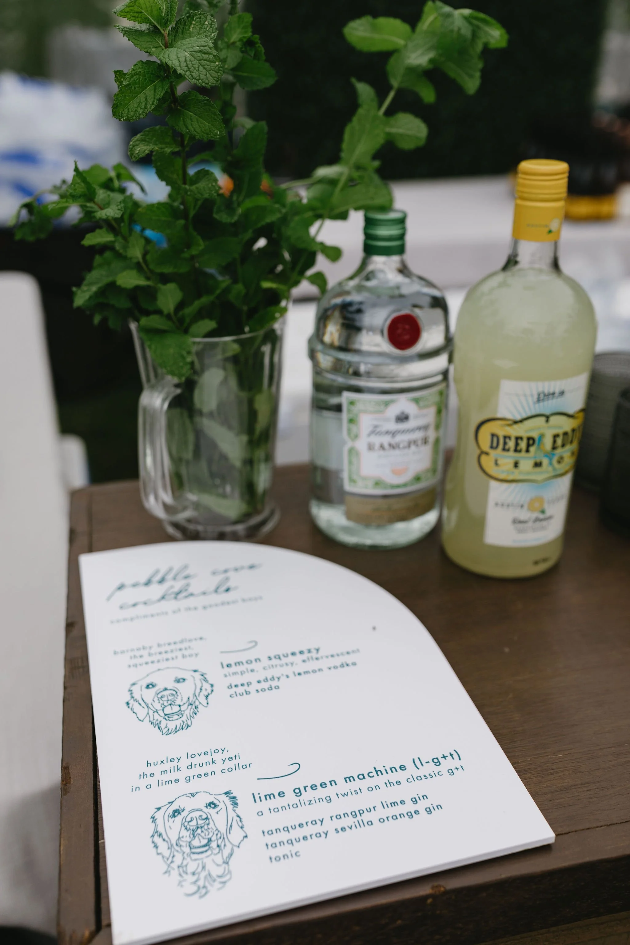 Wedding bar menu detail