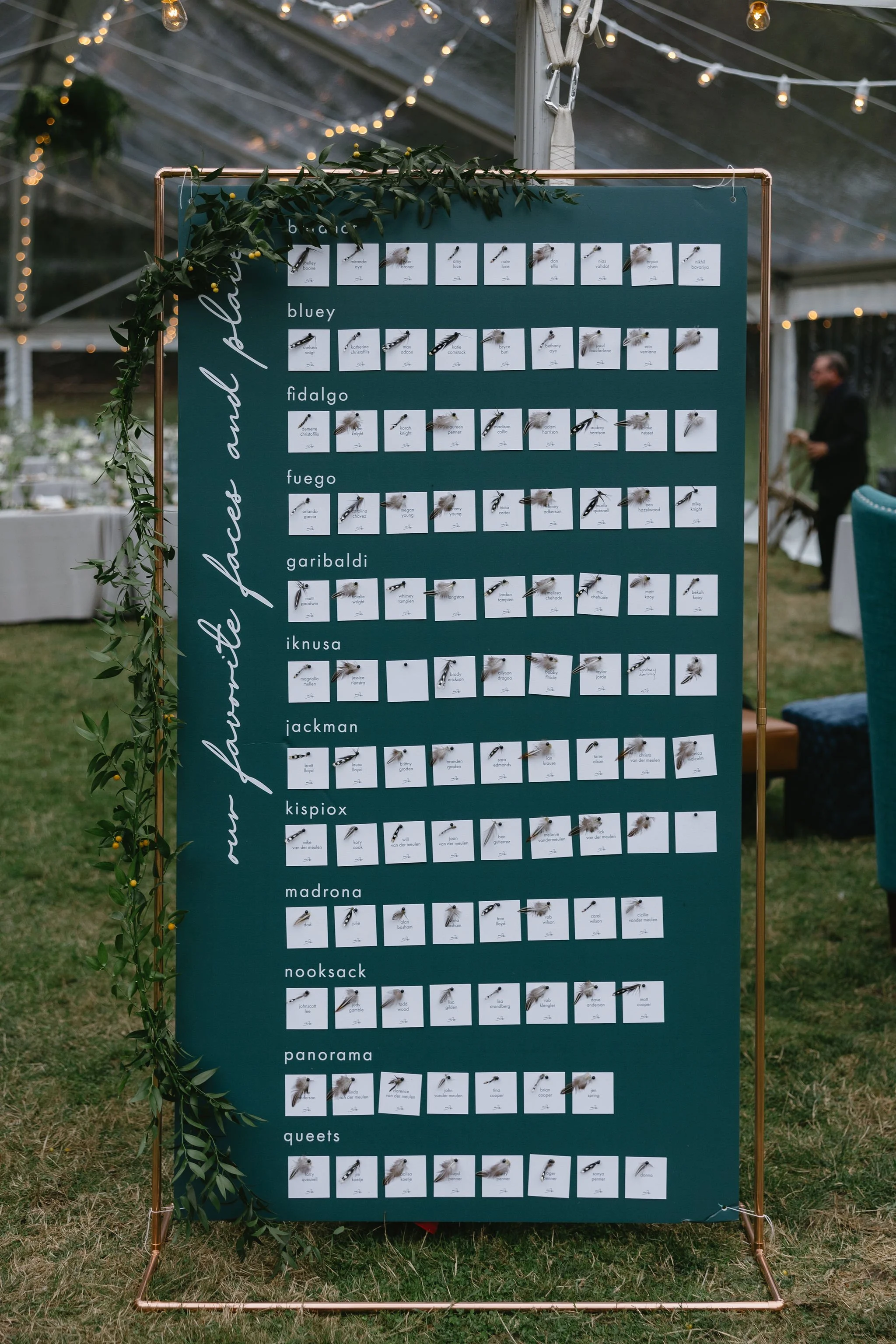 Wedding seating chart display