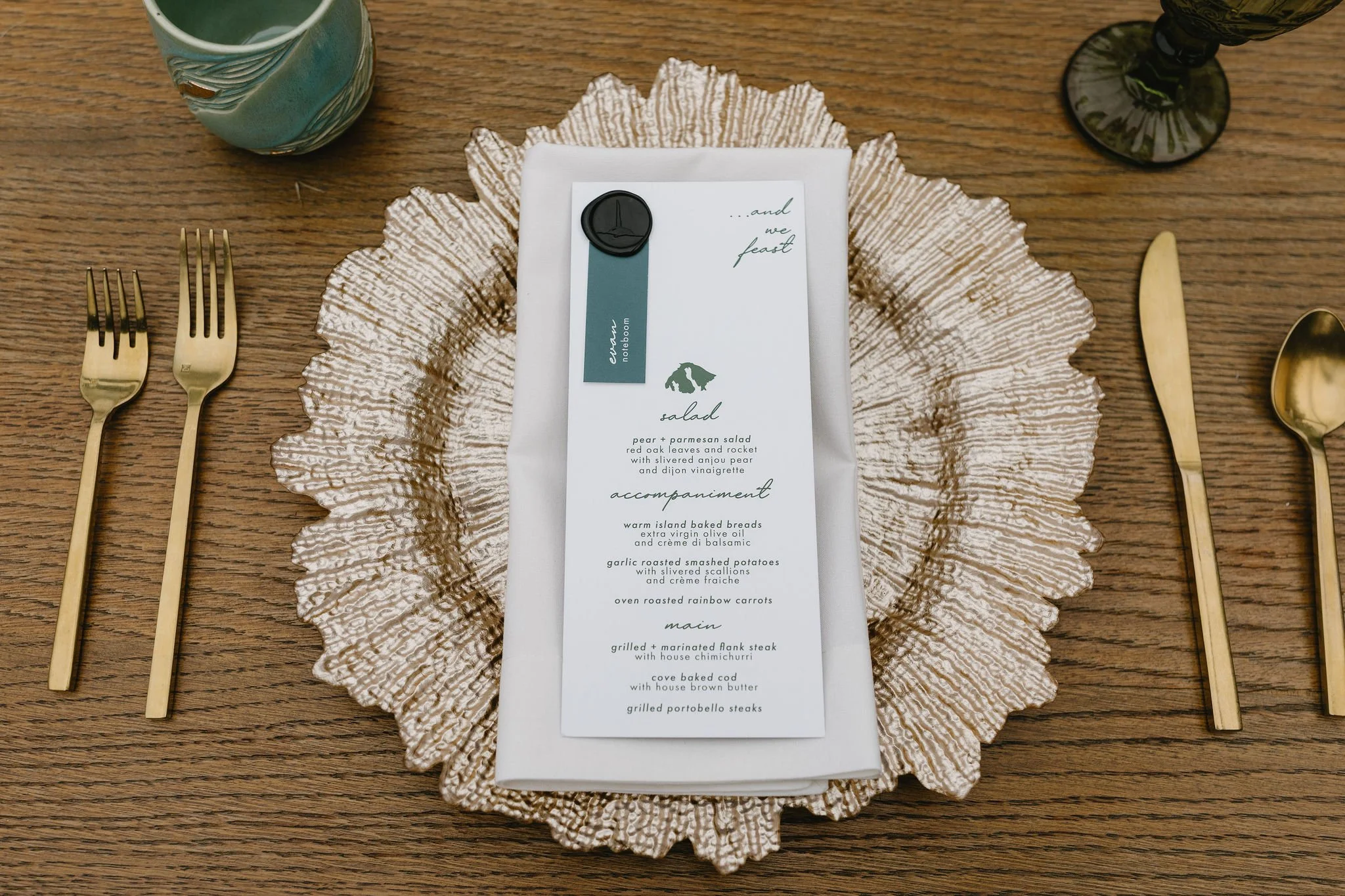 Flat lay of custom menu card