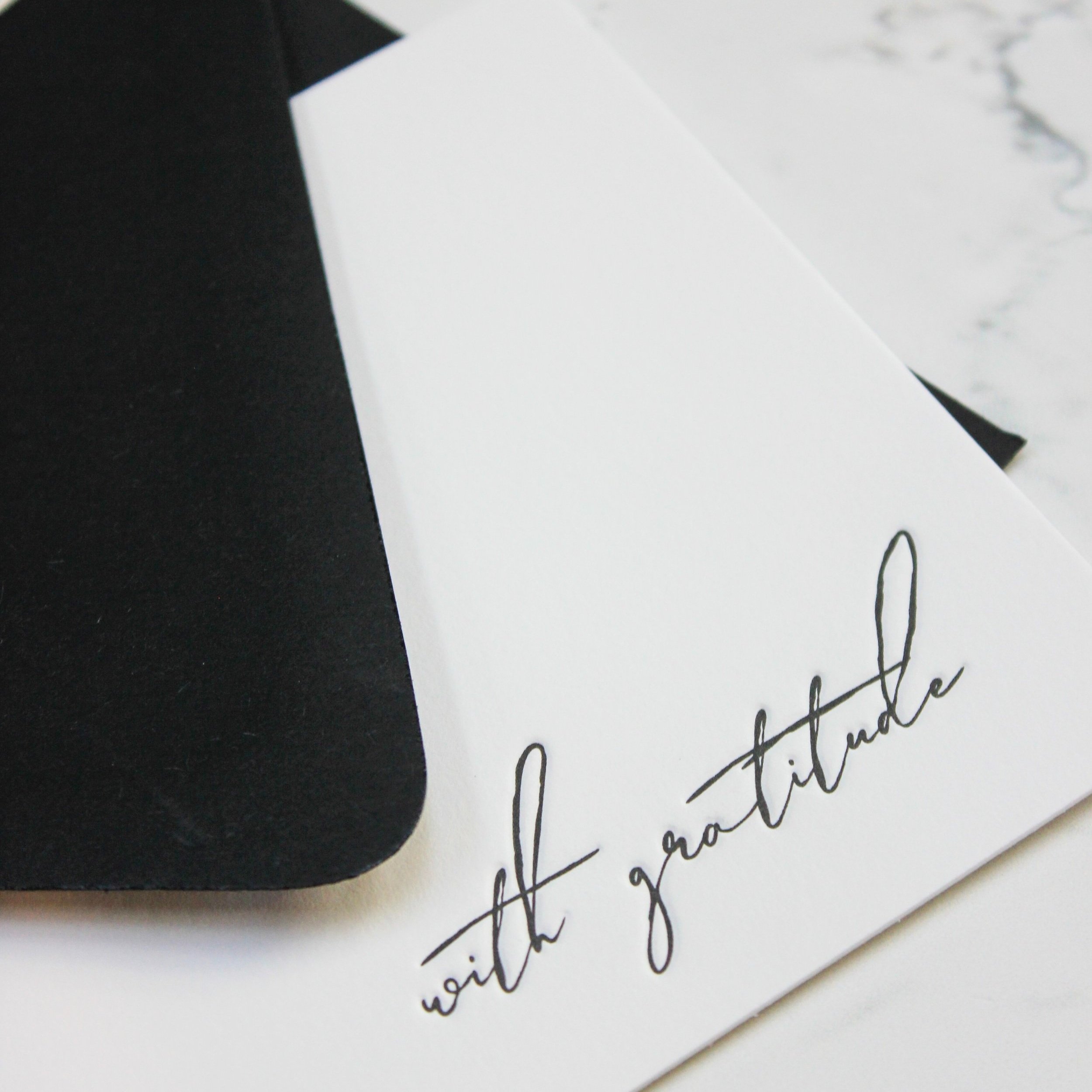 "gratitude" letterpress boxed stationery