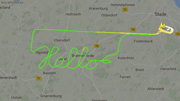 Flight art: Pilot uses flight path to spell 'Hello' in the sky