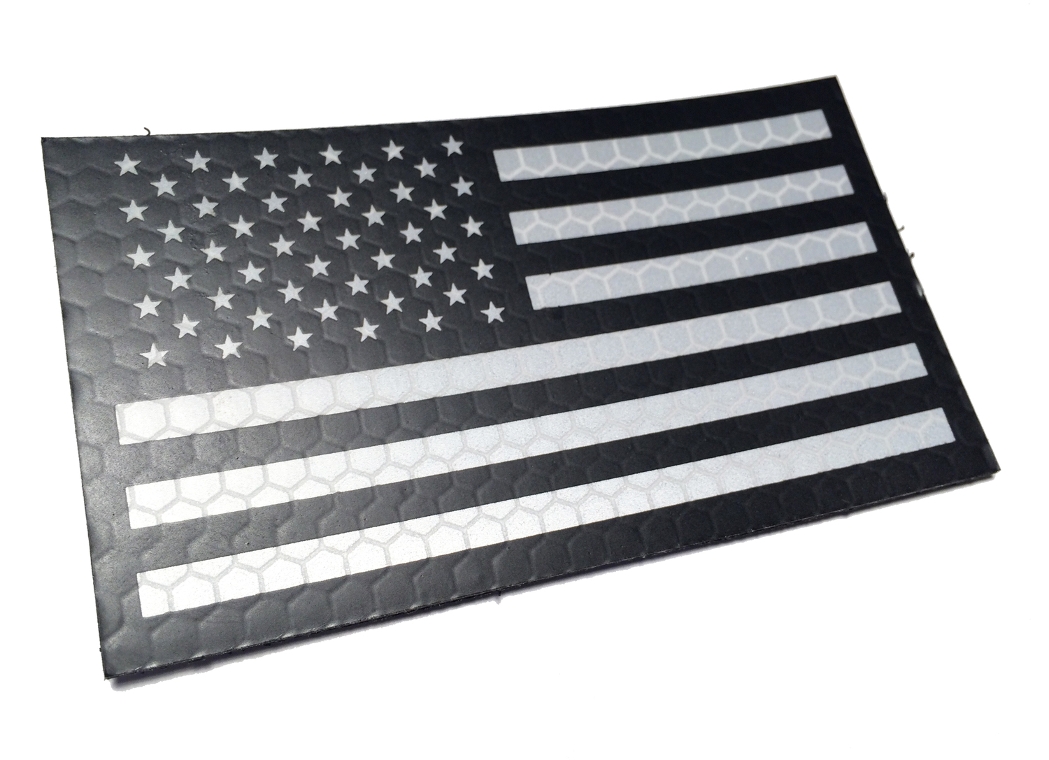 White light Reflective Black and White US Flag patch (reversed or