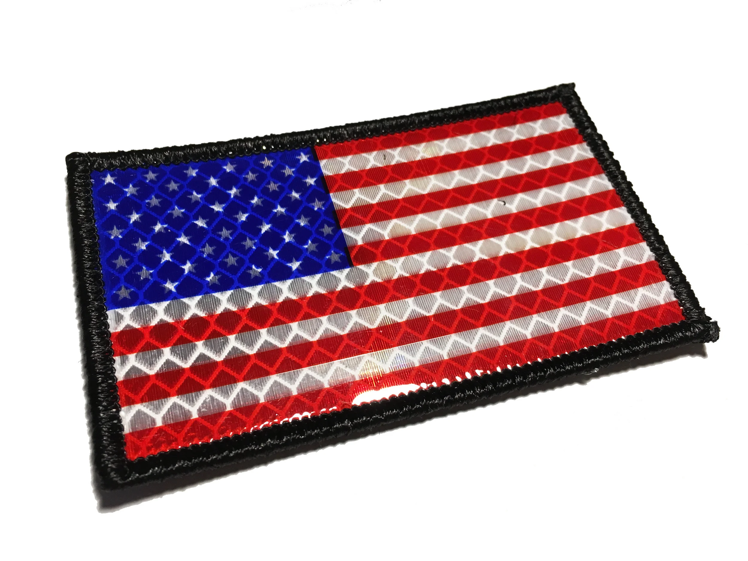 Ultra Reflective (hivis) US Flag With stitched edge velcro patch